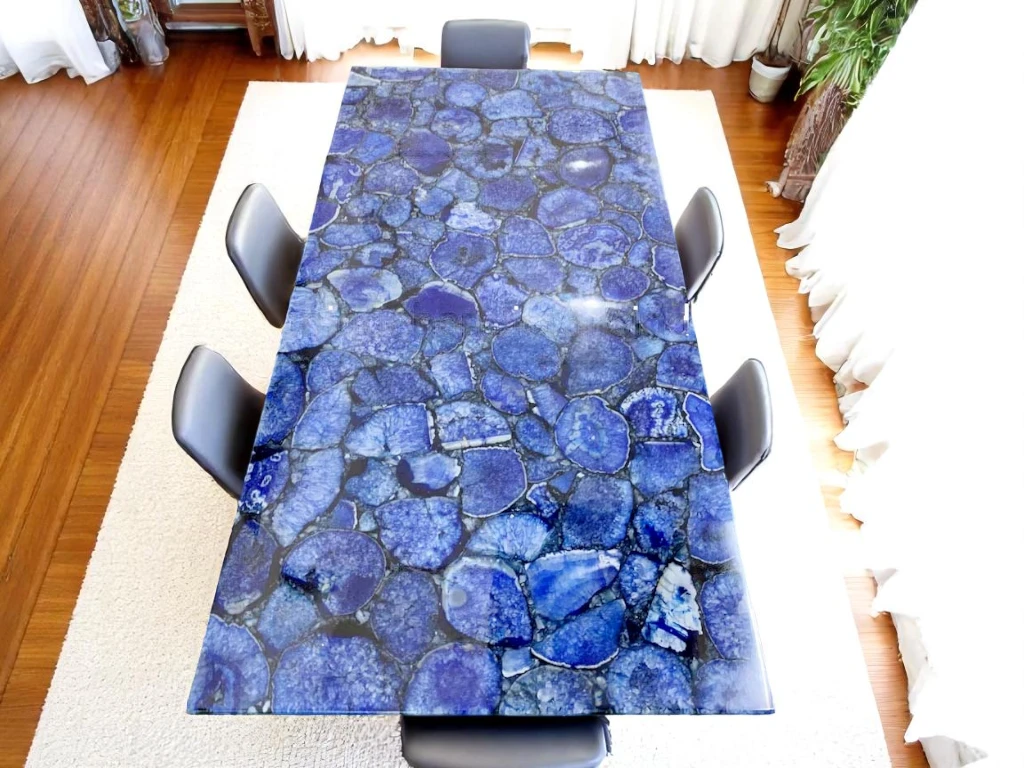 Blue Agate Breakfast Dining Table Top 